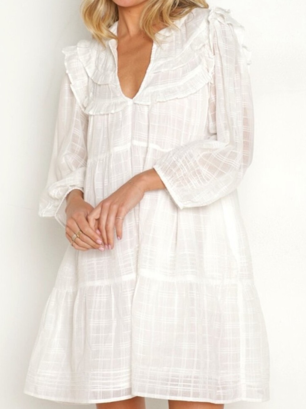 Cleobella Elliot White Organic Cotton Babydoll Mini Dress